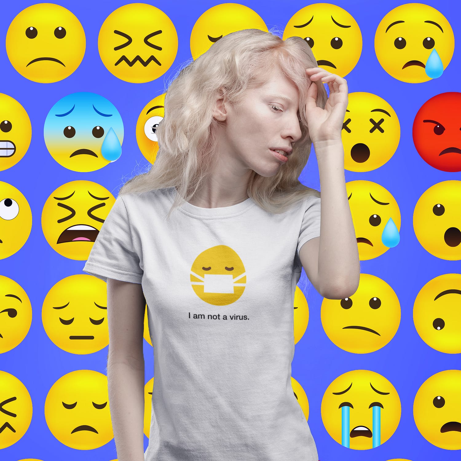 I am not a virus emoji t-shirt on designhero.shop