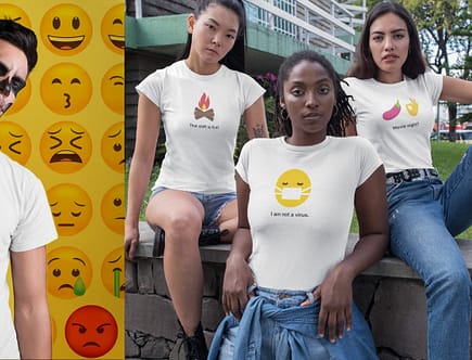 three emoji t-shirt on designhero.shop