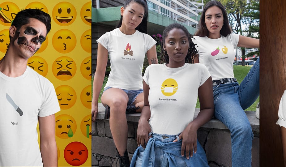 three emoji t-shirt on designhero.shop